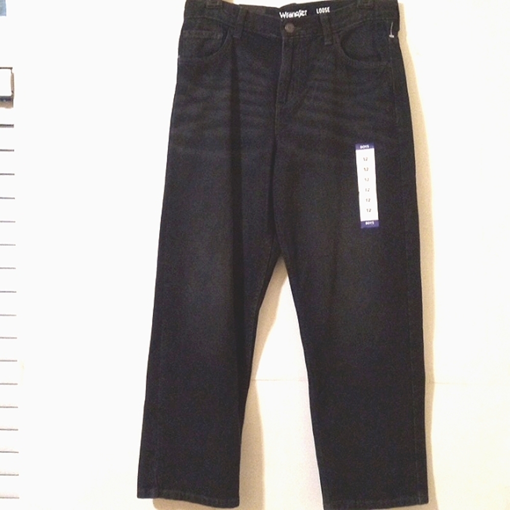 WRANGLER BLACK HUSKY LOOSE FIT ABRASION RESISTANT JEANS SIZE 12 NWT
